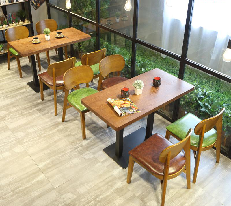 复古咖啡厅桌椅西餐桌椅茶餐厅汉堡店桌椅双人桌椅组合