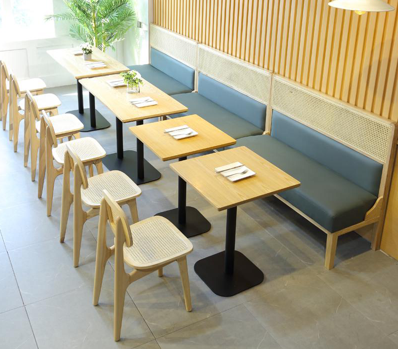 东南亚风主题餐厅食堂编藤卡座沙发 西餐厅咖啡厅饭店桌椅组合