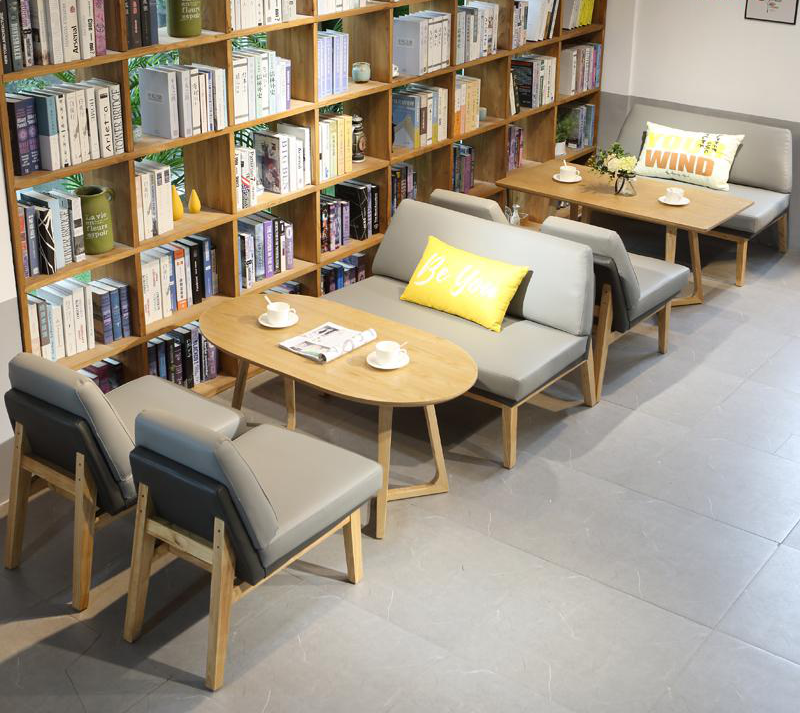 咖啡厅洽谈沙发书吧图书馆汉堡店卡座甜品奶茶店餐饮桌椅